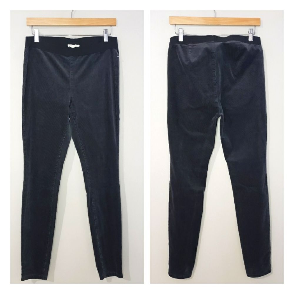 Eileen Fisher XSmall NWT Dark Grey Skinny Corduroy Elastic Waist Pants Leggings